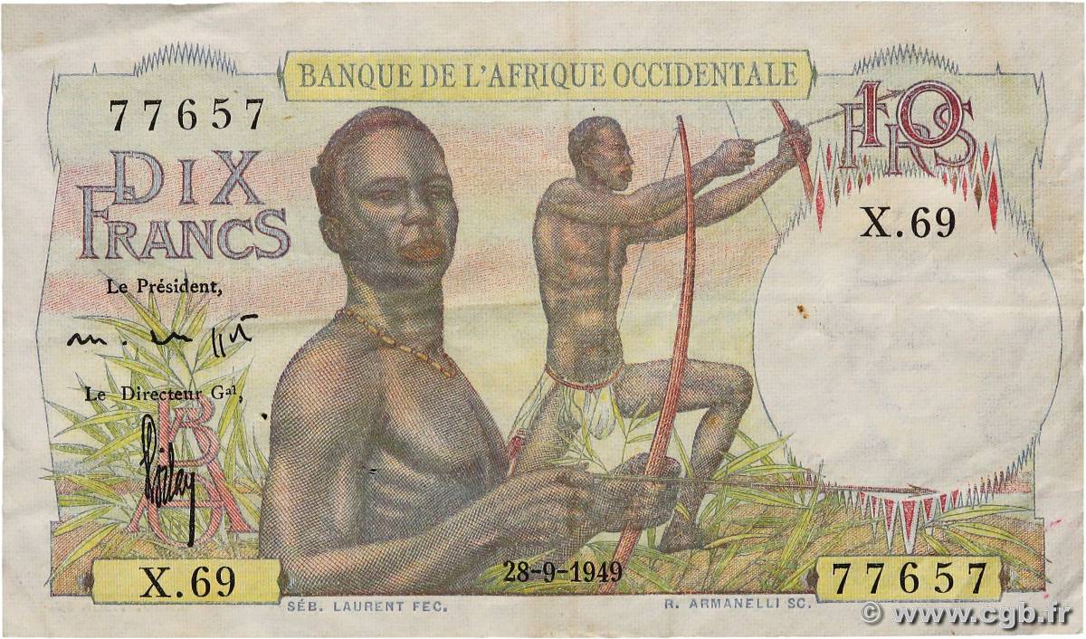 10 Francs FRENCH WEST AFRICA  1949 P.37 fVZ