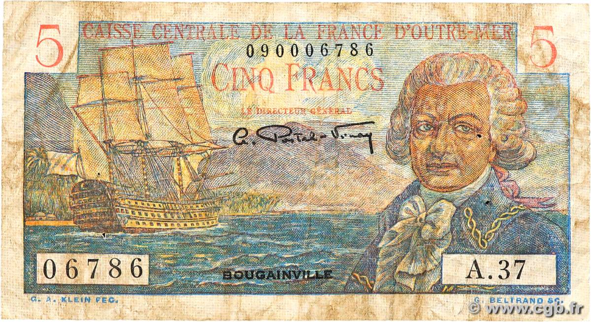 5 Francs Bougainville CCFOM AFRIQUE ÉQUATORIALE FRANÇAISE  1947 A.129a F