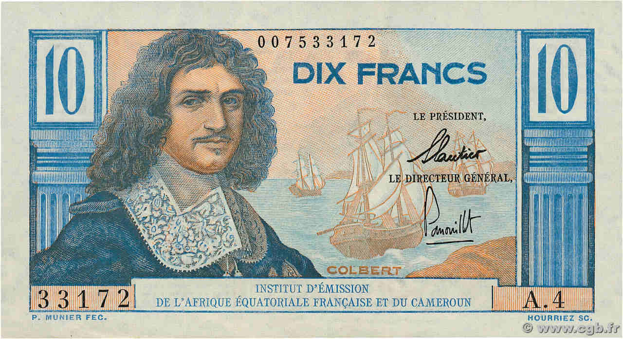 10 Francs Colbert IE AFRIQUE ÉQUATORIALE FRANÇAISE  1957 A.138a VZ