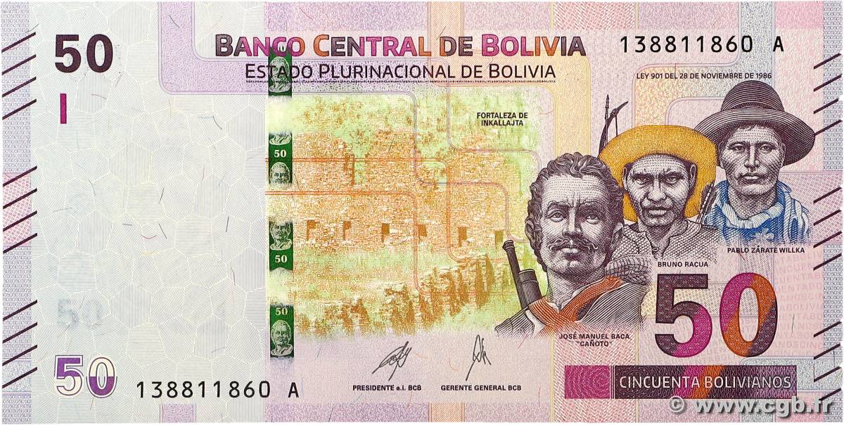 50 Bolivianios BOLIVIA  2017 P.250 UNC