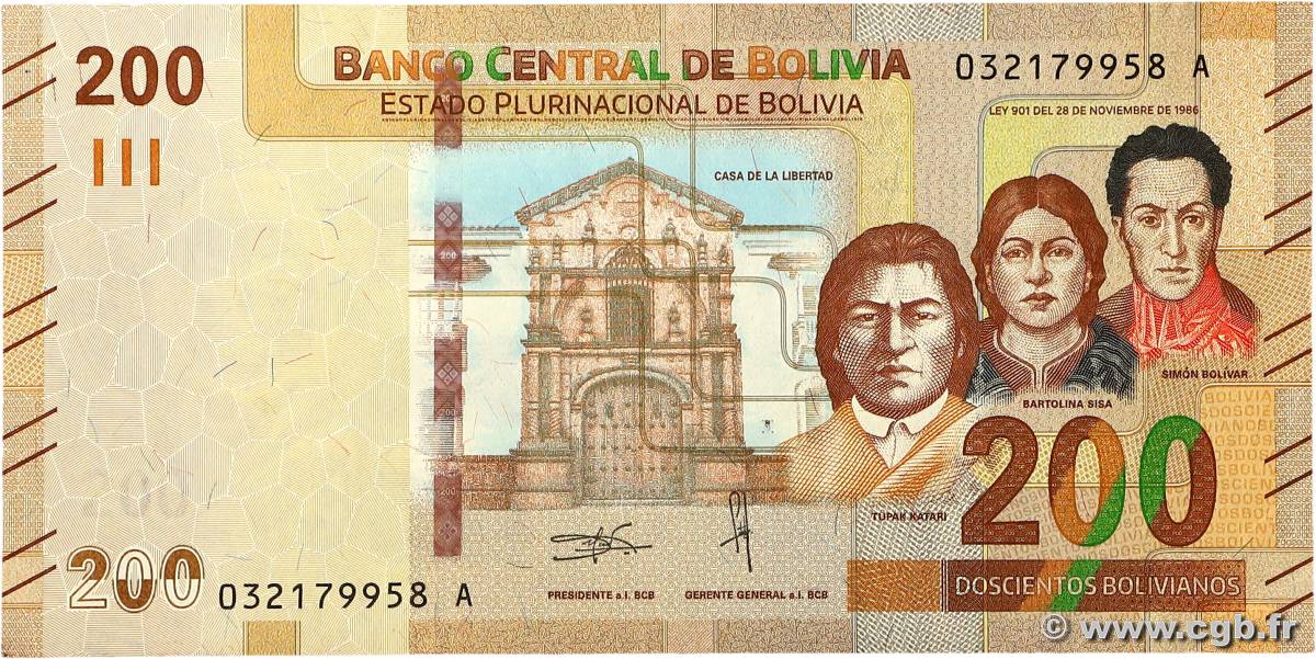 200 Bolivianos BOLIVIE  2017 P.252 SUP