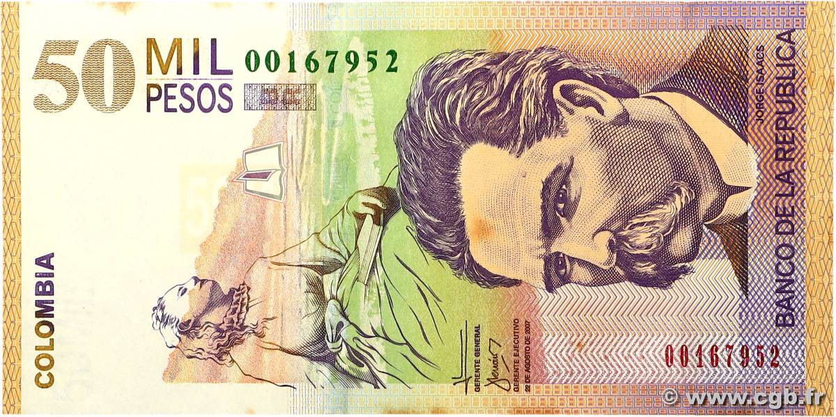 50000 Pesos COLOMBIE  2007 P.455j SPL