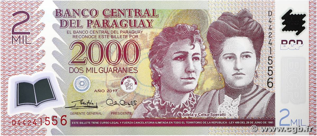 2000 Guaranies PARAGUAY  2017 P.228b UNC