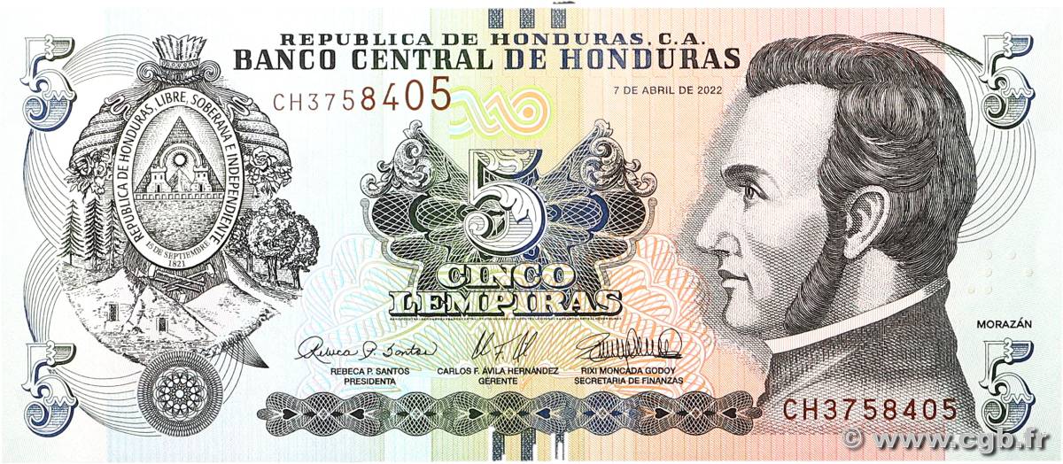 5Lempiras HONDURAS  2022 P.098 UNC