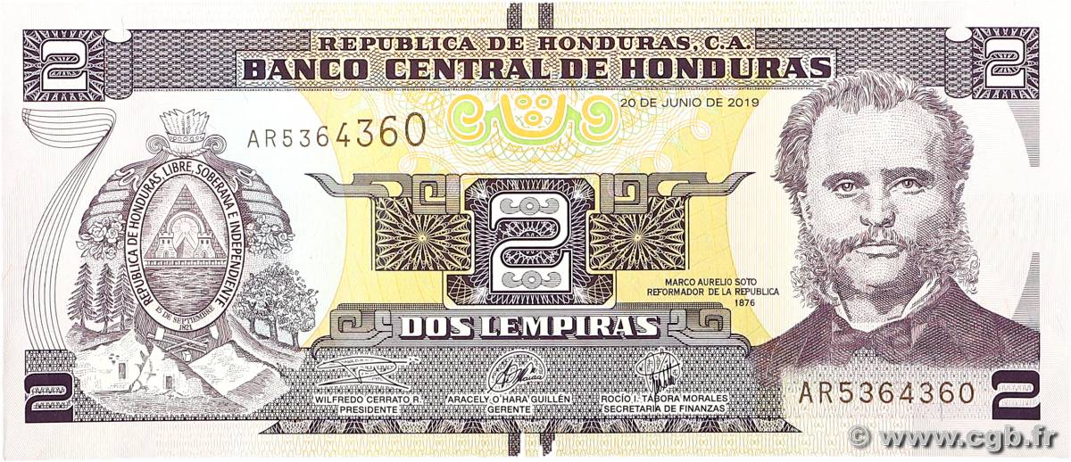 2 Lempiras HONDURAS  2019 P.097b NEUF