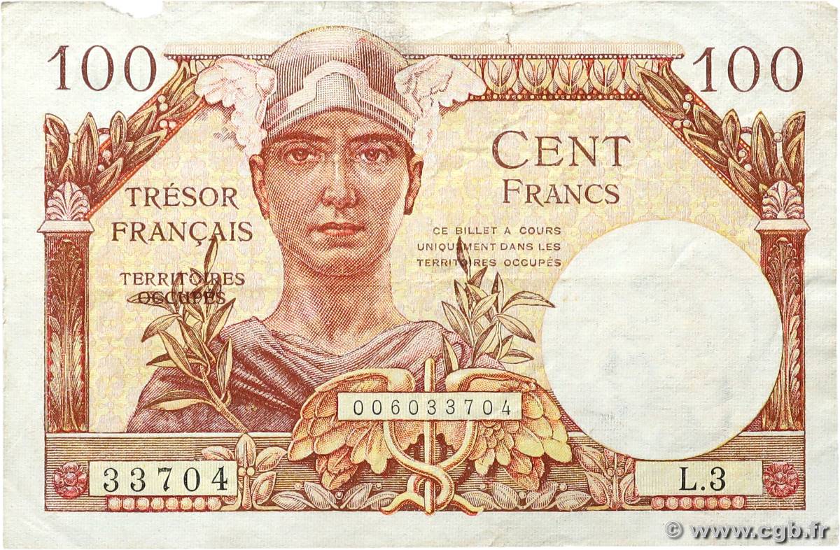 100 Francs TRÉSOR FRANÇAIS FRANCE  1947 VF.32.03 VF-