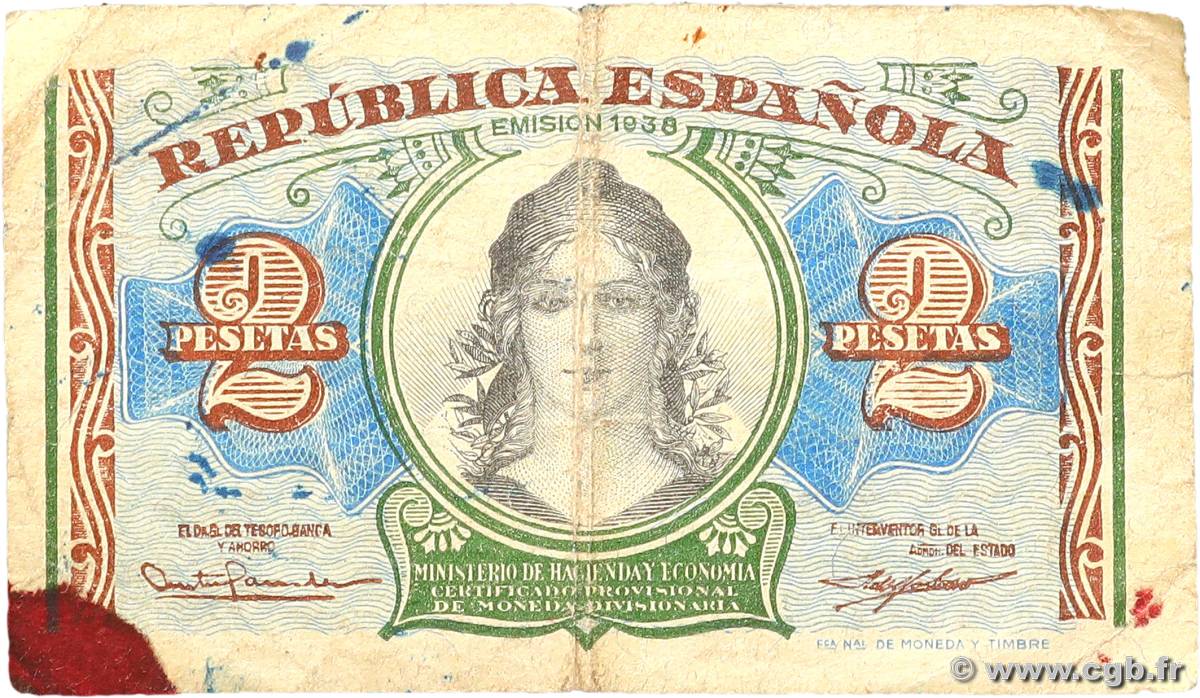 2 Pesetas SPAIN  1938 P.095 F