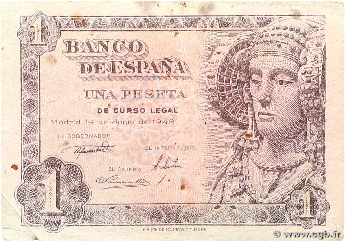 1 Peseta SPAIN  1948 P.135a F