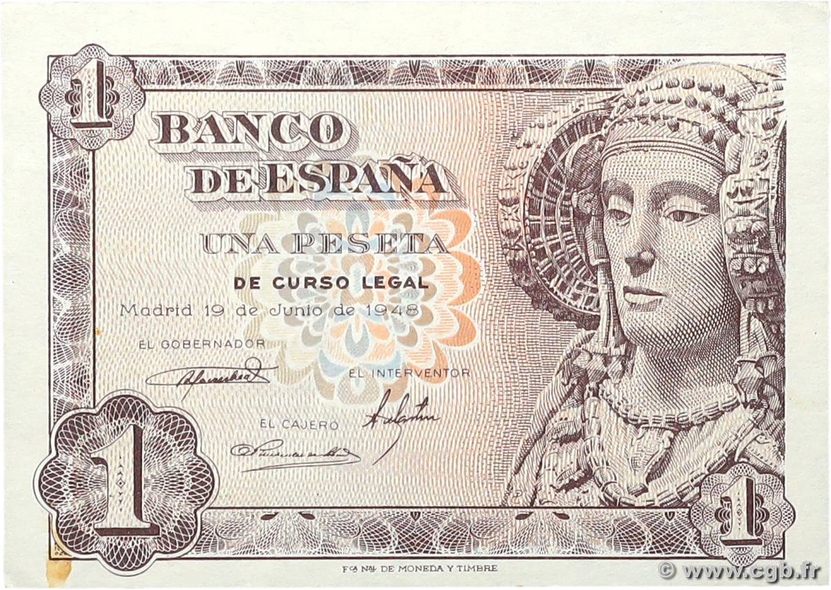 1 Peseta SPAIN  1948 P.135a XF+