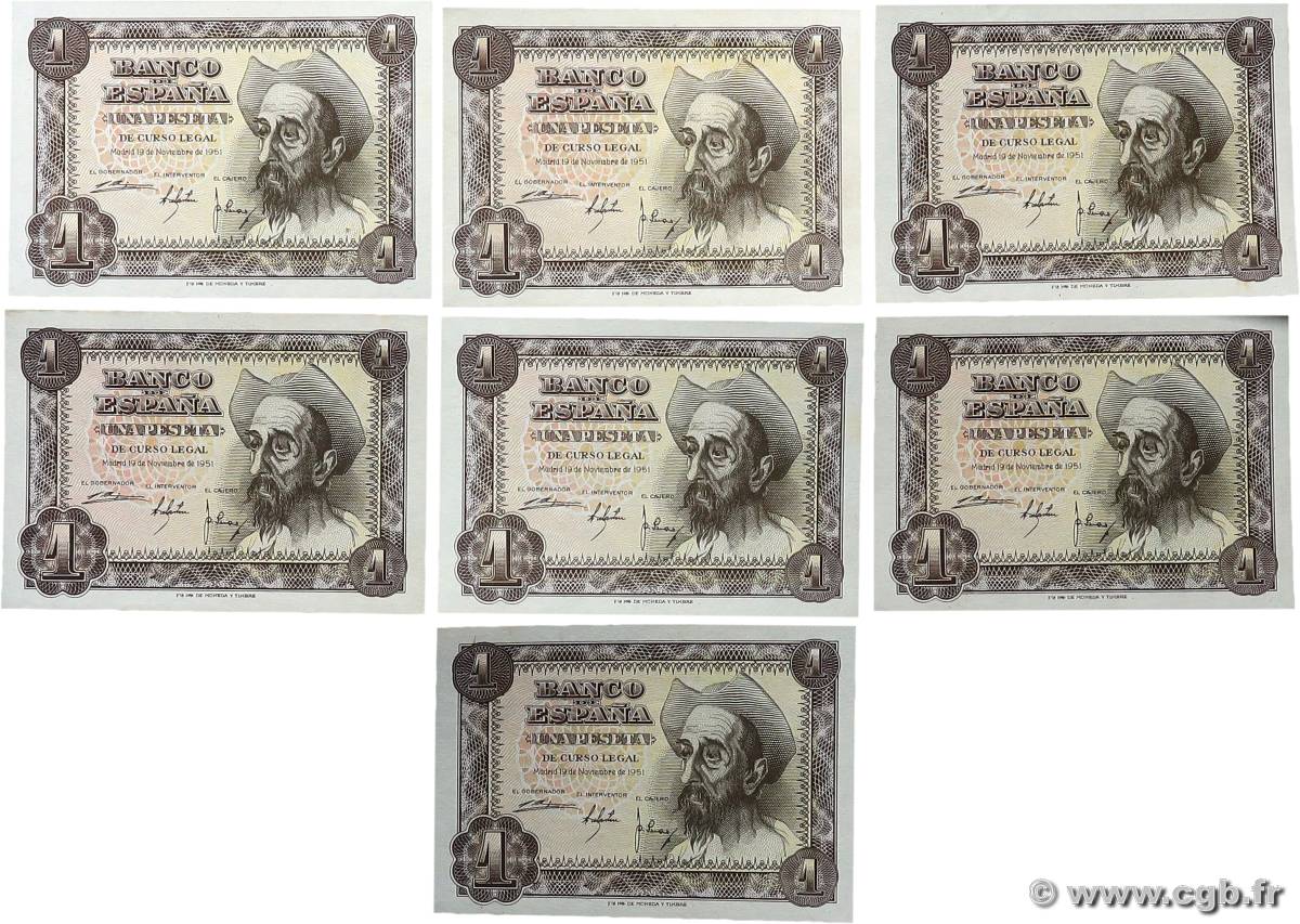 1 Peseta Lot SPAGNA  1951 P.139a q.FDC