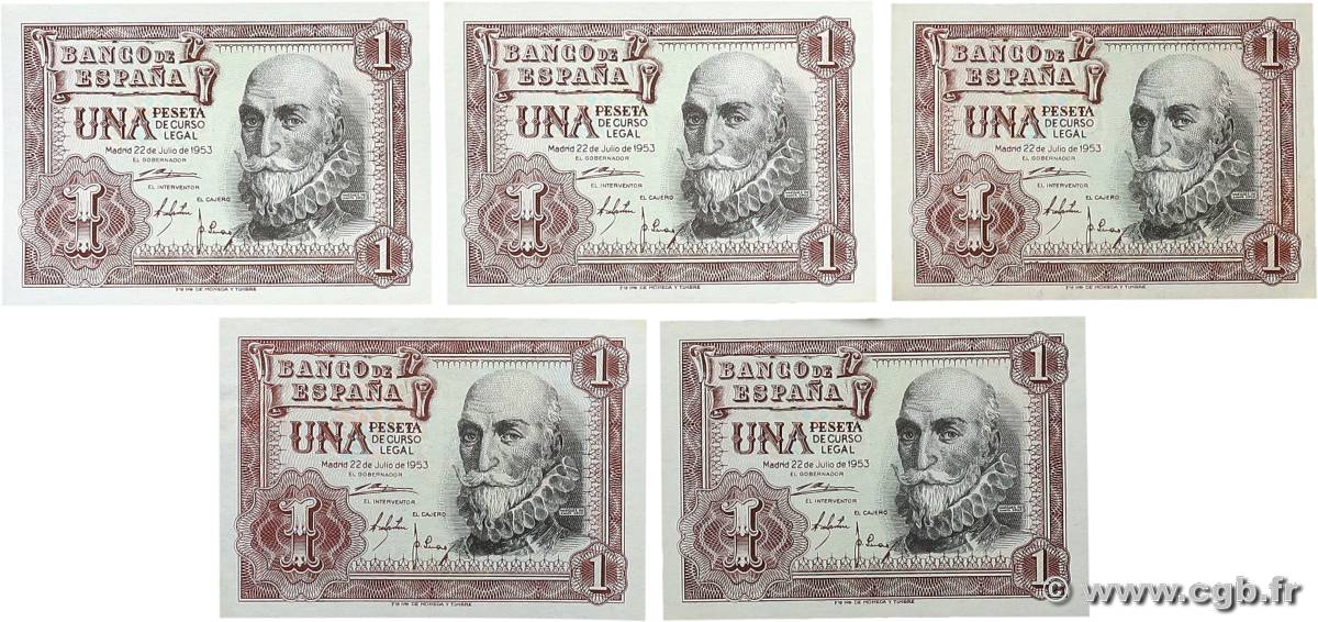 1 Peseta Lot SPAIN  1953 P.144 UNC-