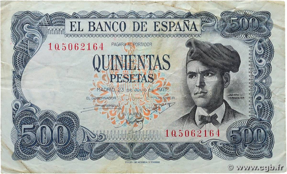 500 Pesetas SPAIN  1971 P.153a F