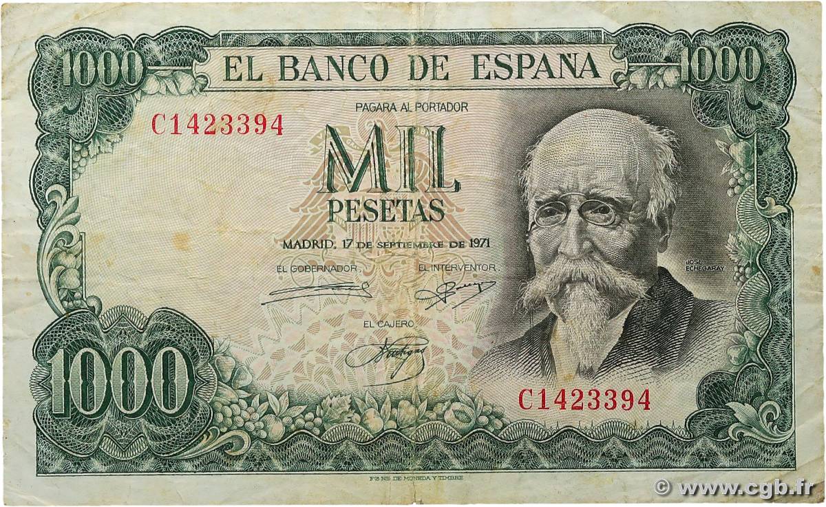 1000 Pesetas SPAGNA  1971 P.154 MB