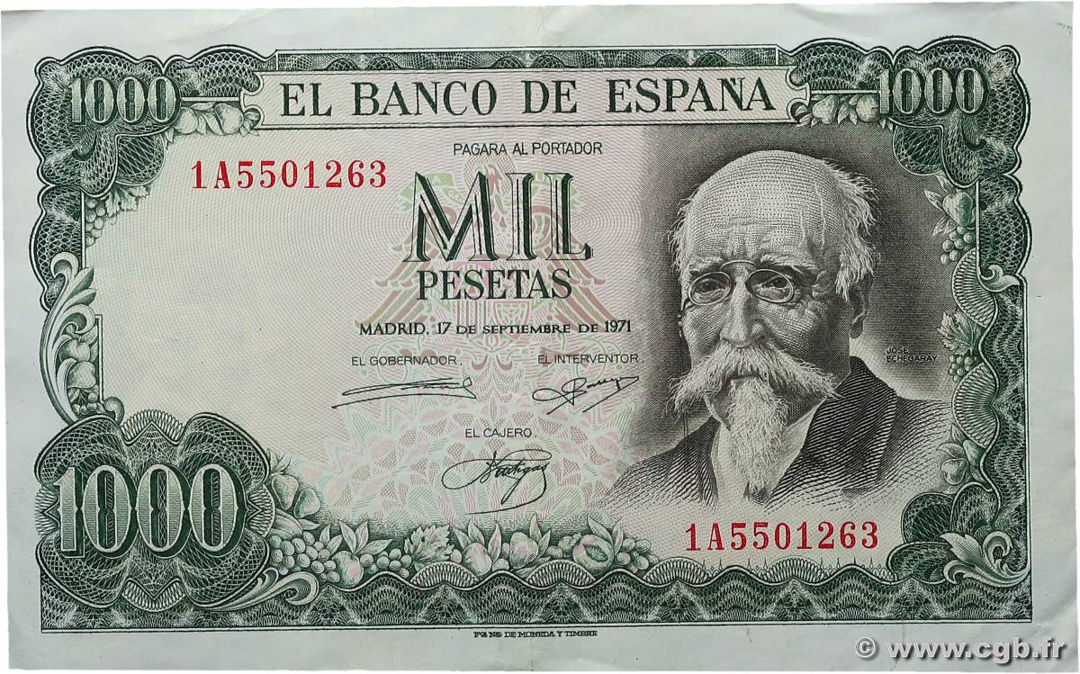 1000 Pesetas SPAIN  1971 P.154 XF