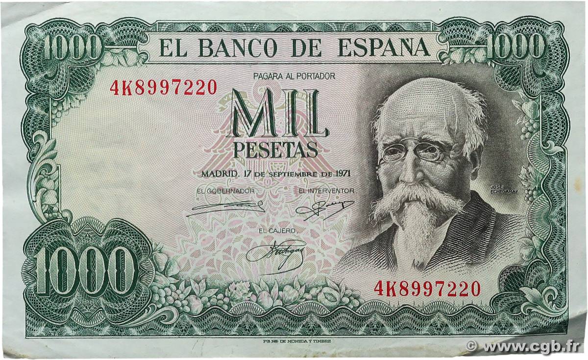 1000 Pesetas SPAIN  1971 P.154 VF+