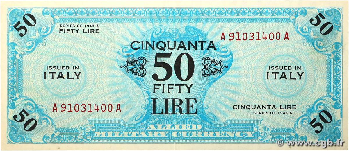 50 Lire ITALIA  1943 PM.20a EBC+