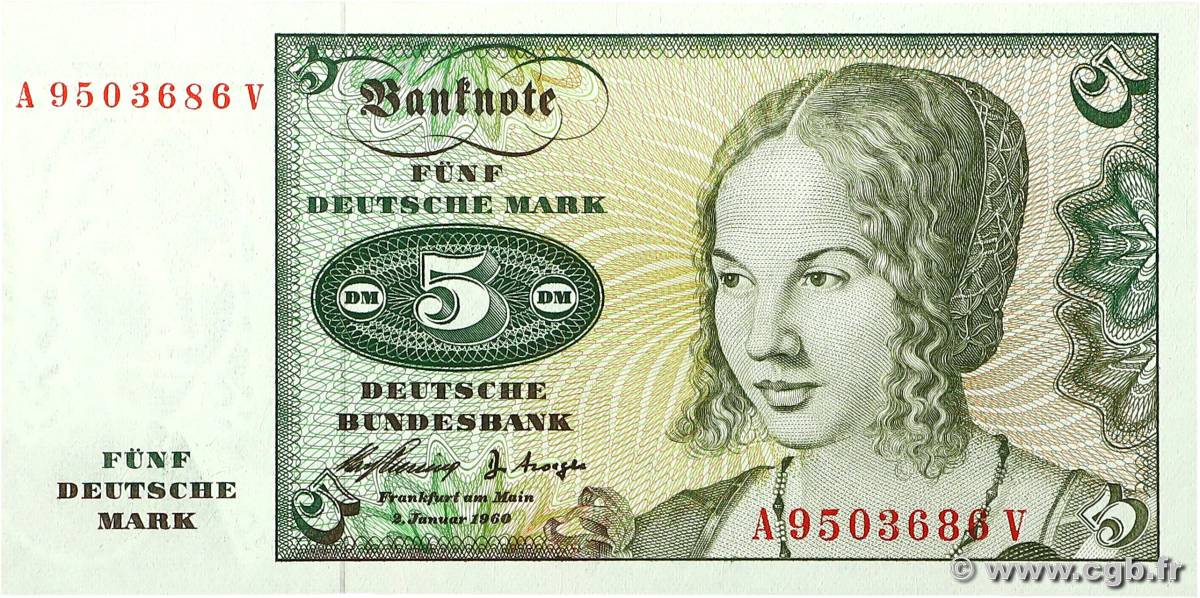 5 Deutsche Mark ALLEMAGNE FÉDÉRALE  1960 P.18a NEUF