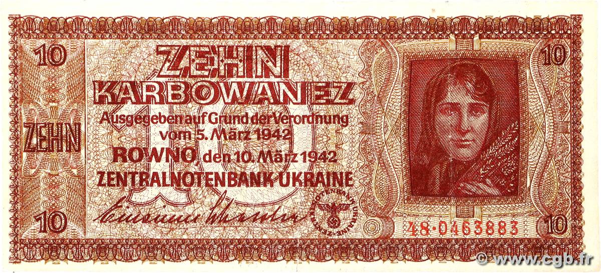10 Karbowanez UKRAINE  1942 P.052 TTB+