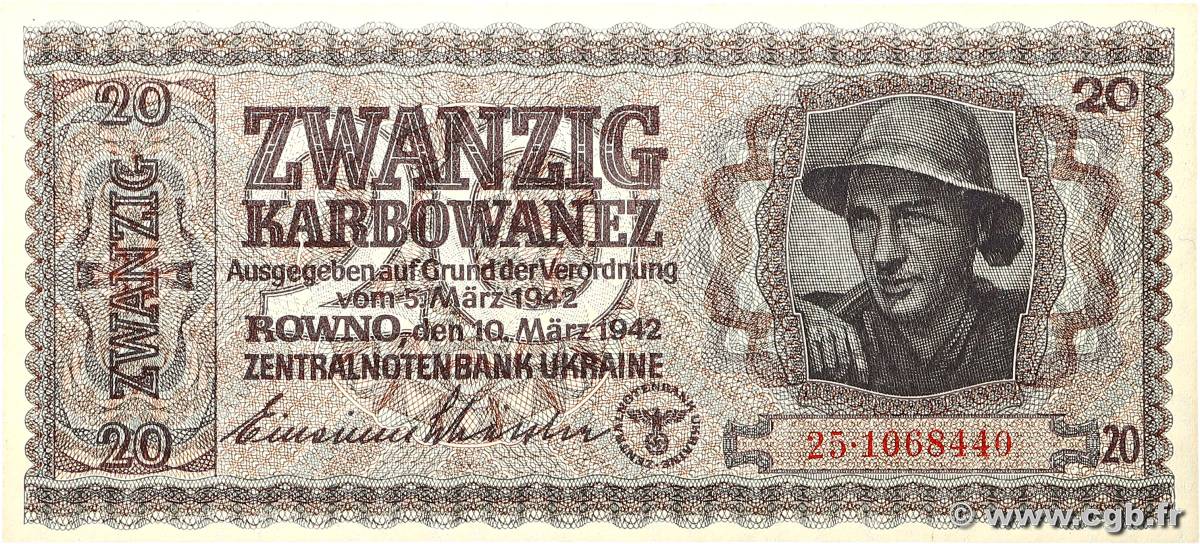 20 Karbowanez UKRAINE  1942 P.053 UNC-