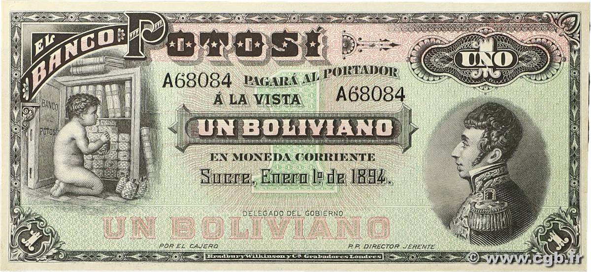 1 Boliviano Non émis BOLIVIA  1894 PS.231 AU+