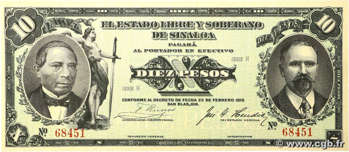 10 Pesos MEXICO San Blas 1915 PS.1045b SC+