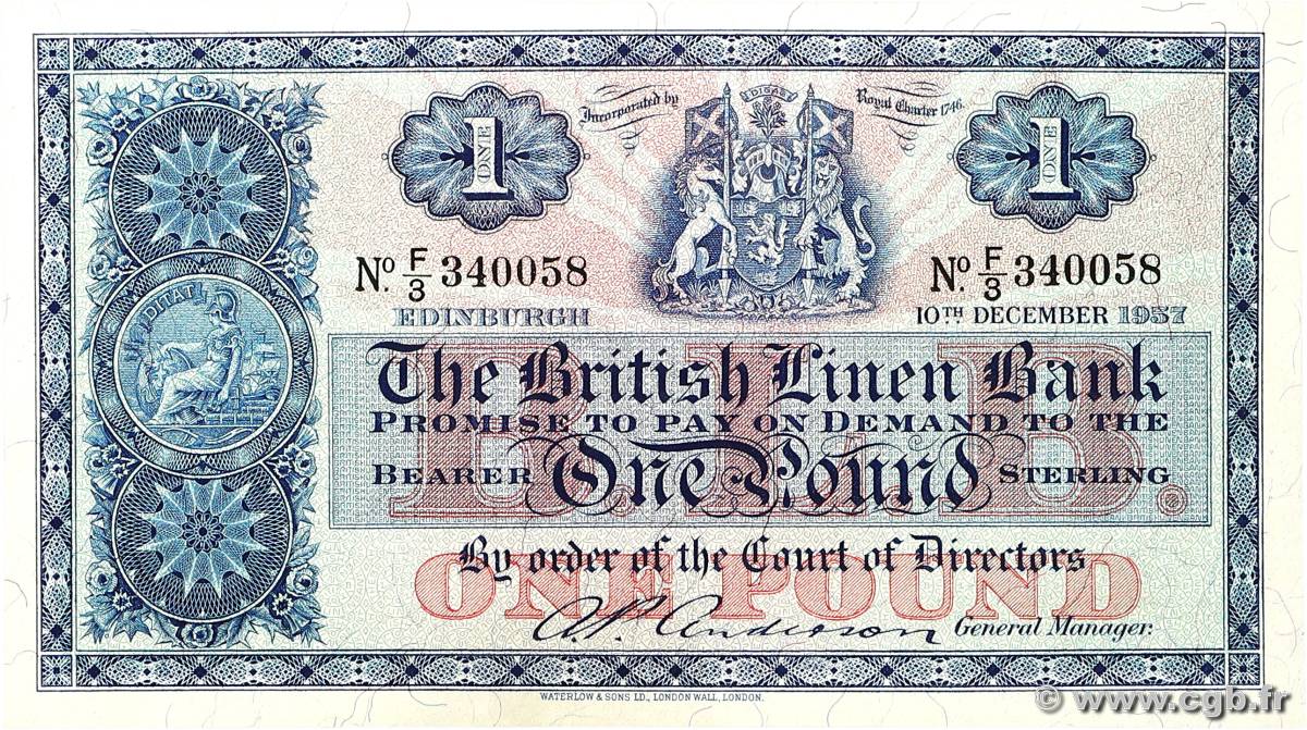 1 Pound ÉCOSSE  1957 P.157d pr.NEUF