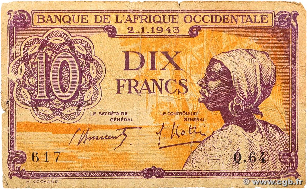 10 Francs FRENCH WEST AFRICA (1895-1958)  1943 P.29 F-