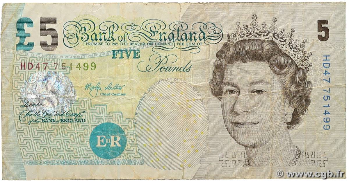 5 Pounds INGHILTERRA  2002 P.391b MB