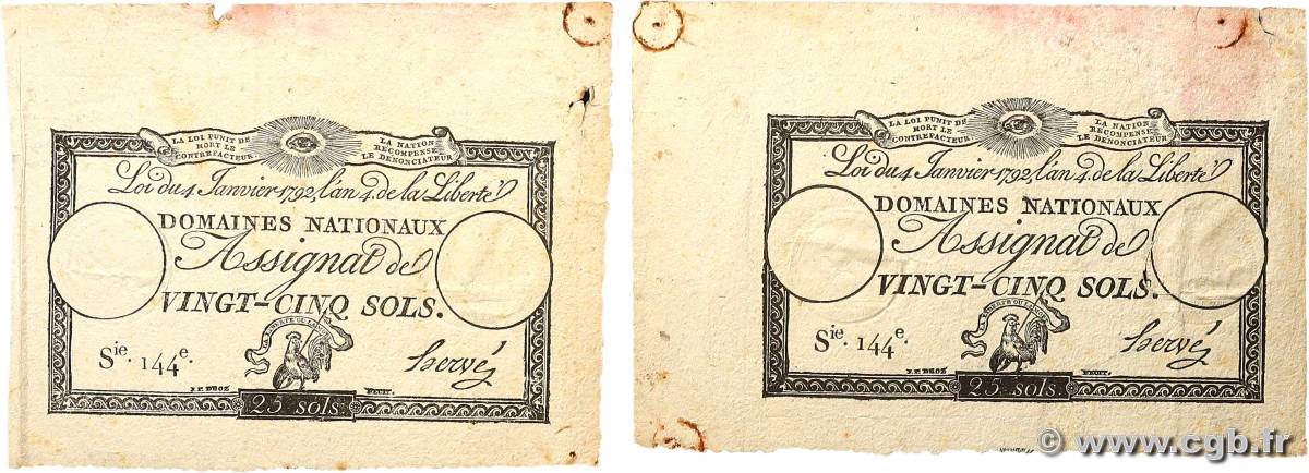 25 Sols Lot FRANCE  1792 Ass.25a TTB+