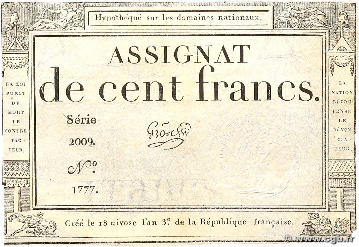 100 Francs FRANCE  1795 Ass.48a F+