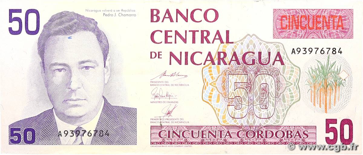 50 Cordobas NICARAGUA  1991 P.177a SPL