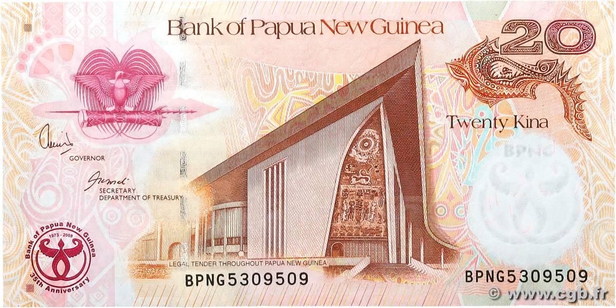 20 Kina Commémoratif PAPUA-NEUGUINEA  2008 P.36a fST+