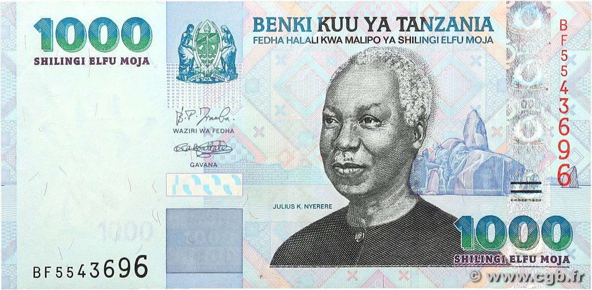 1000 Shilingi TANZANIE  2003 P.36a SUP