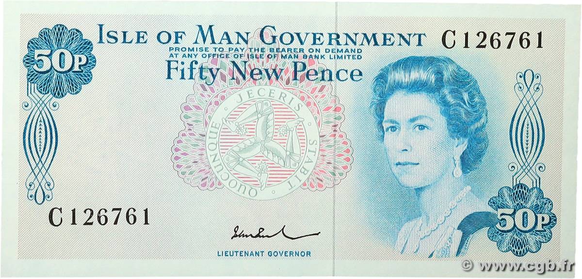50 New Pence ÎLE DE MAN  1972 P.28c UNC-