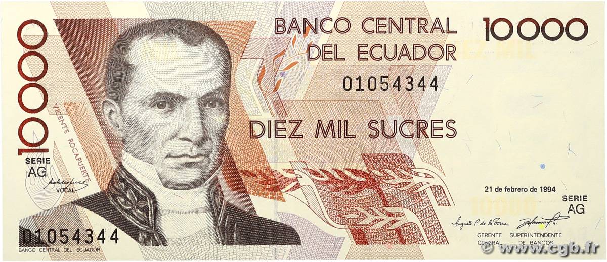 1000 Sucres ECUADOR  1994 P.127a AU