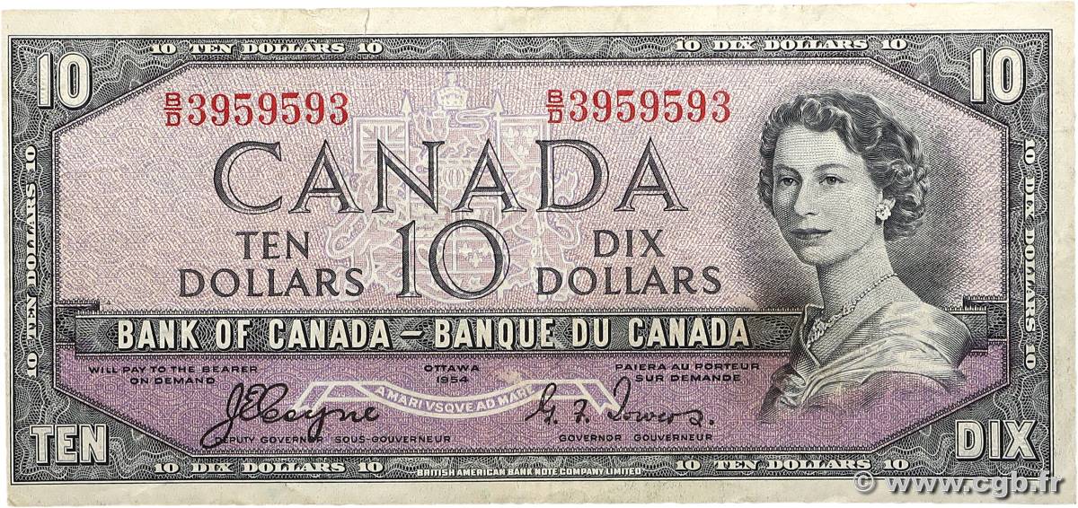 10 Dollars CANADA  1954 P.069a TB