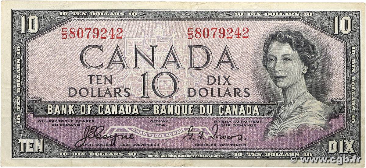 10 Dollars CANADA  1954 P.069a TB
