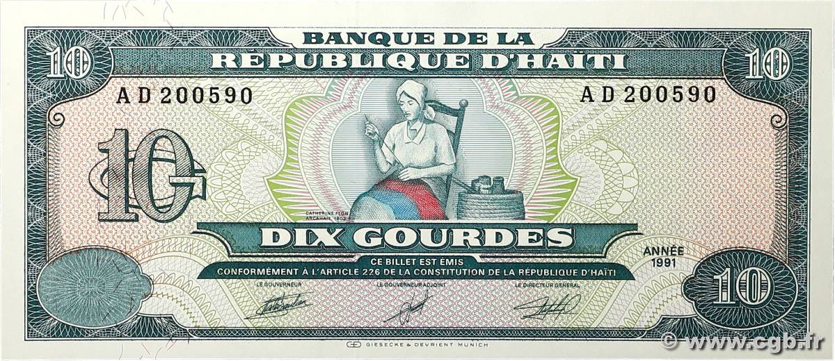 10 Gourdes HAITI  1991 P.256a UNC