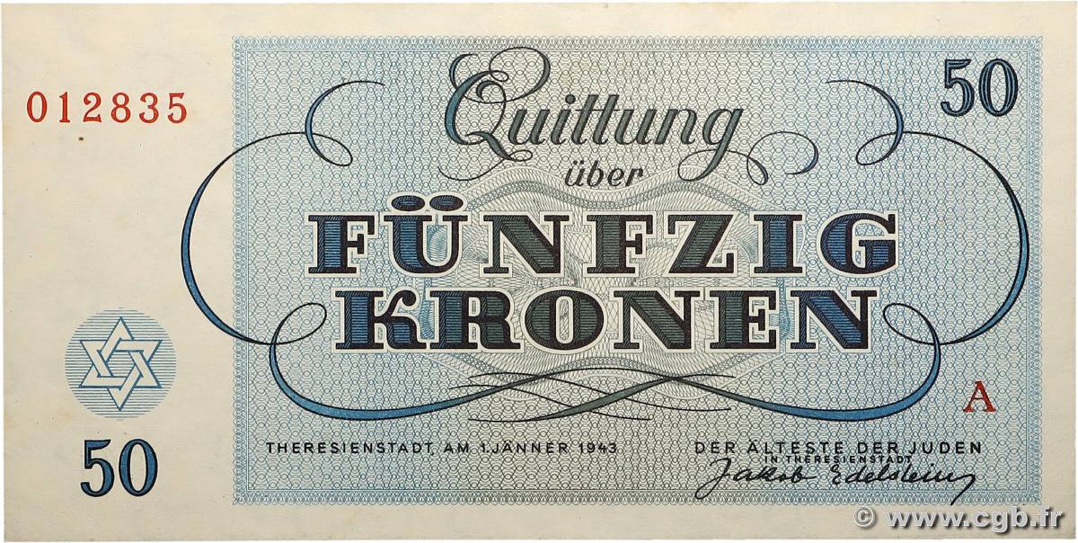 50 Kronen ISRAËL Terezin / Theresienstadt 1943 WW II.706 pr.NEUF