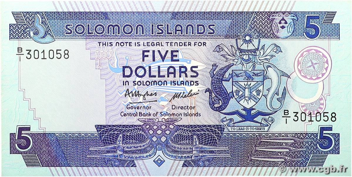 5 Dollars ÎLES SALOMON  1986 P.14a NEUF