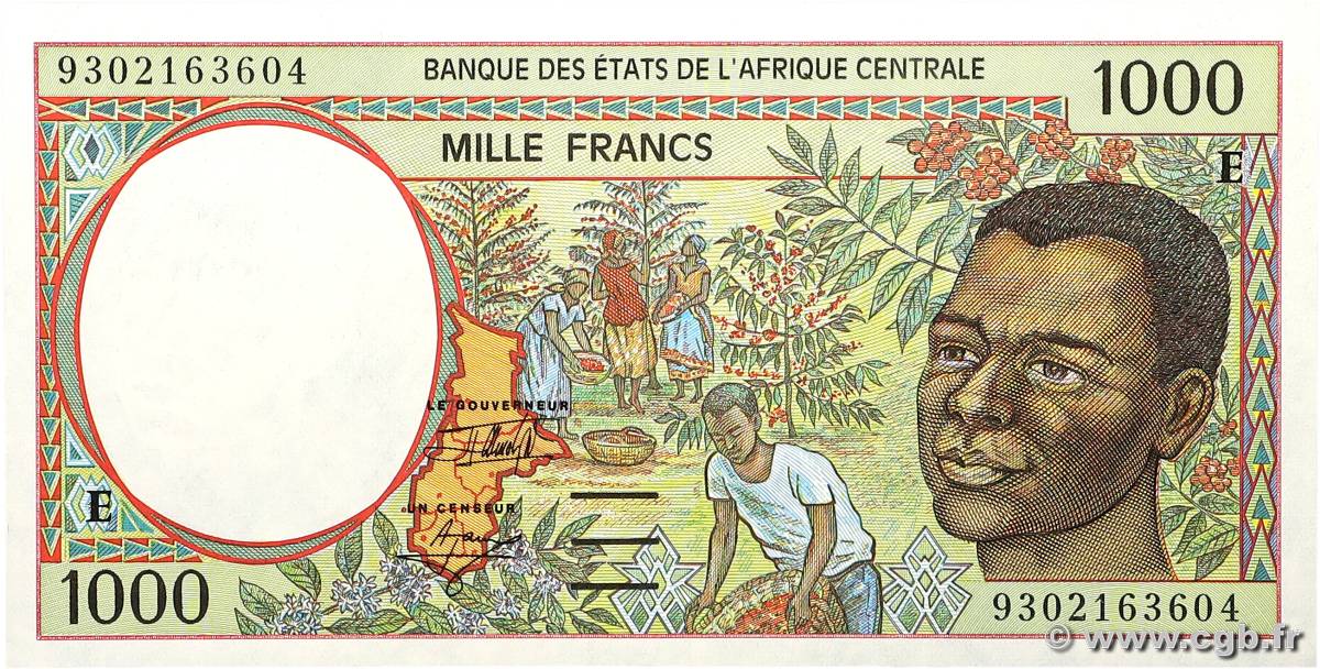 1000 Francs type 1993E CAMERúN  1993 A.166Ea FDC