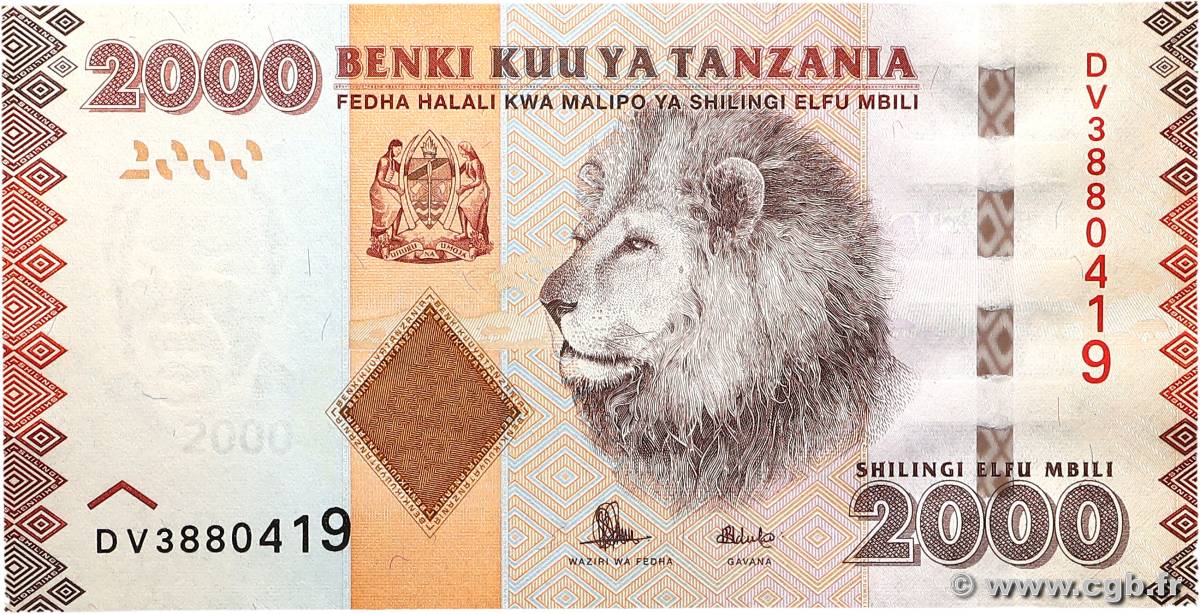 2000 Shilingi TANZANIA  2020 P.42b UNC