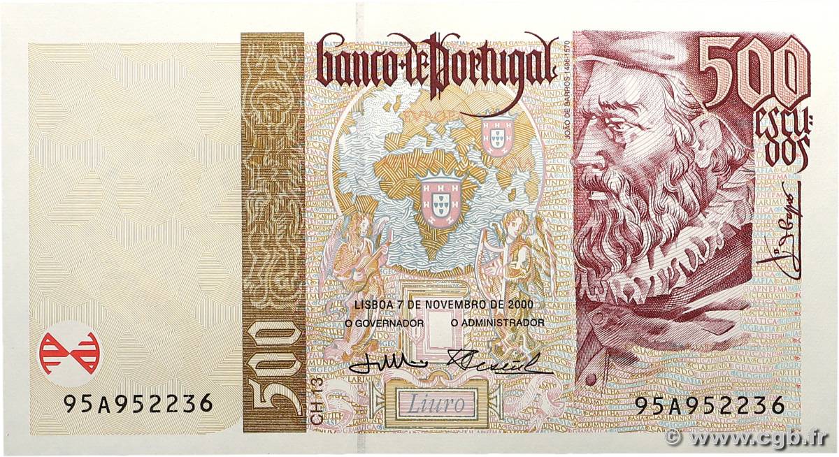 500 Escudos PORTUGAL  2000 P.187c NEUF