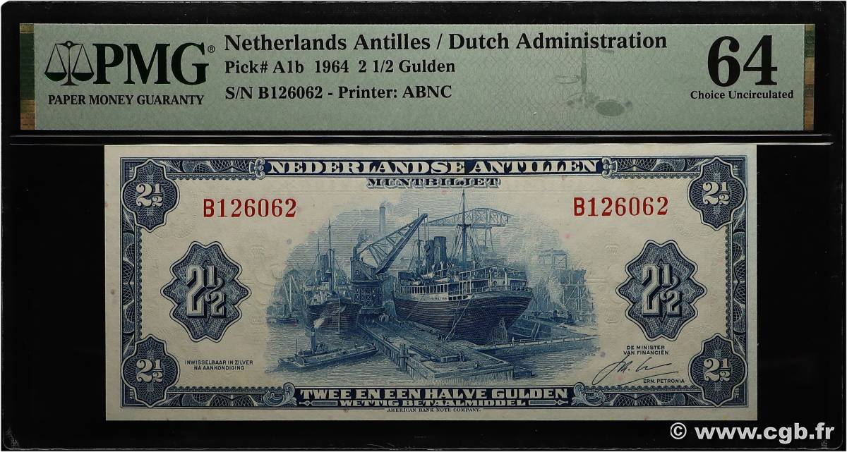 2,5 Gulden ANTILLES NÉERLANDAISES  1964 P.A01b pr.NEUF