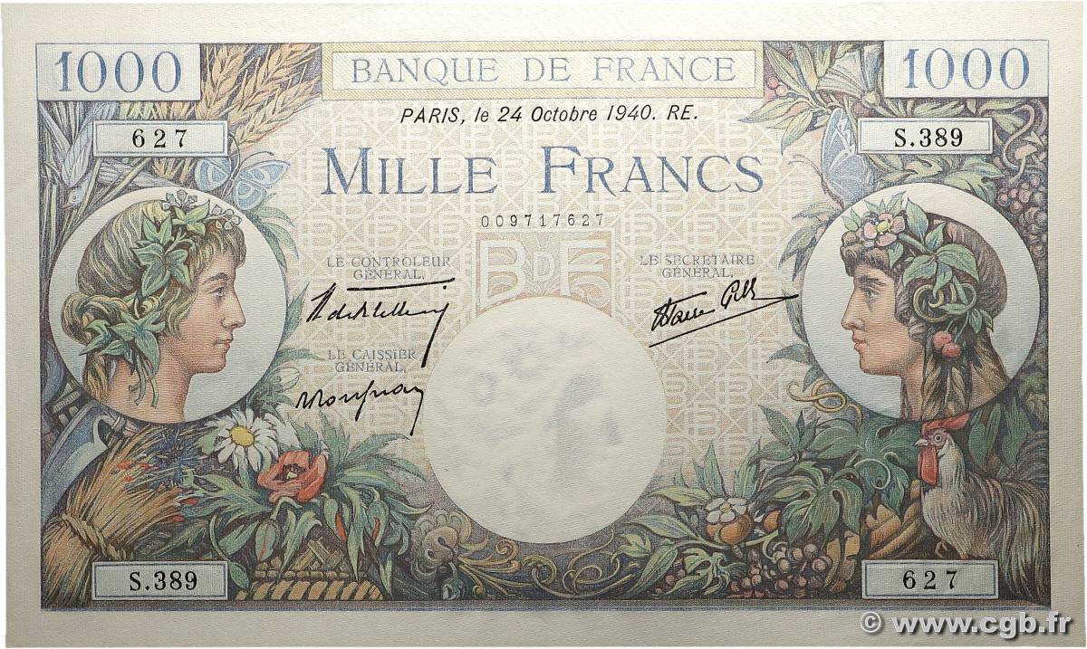 1000 Francs COMMERCE ET INDUSTRIE FRANCE  1940 F.39.01 pr.NEUF