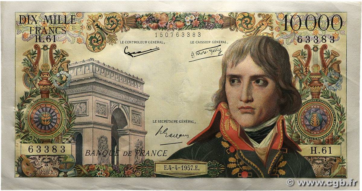 10000 Francs BONAPARTE FRANCE  1957 F.51.07 XF