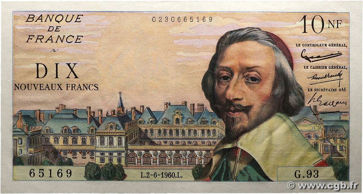 10 Nouveaux Francs RICHELIEU FRANCE  1960 F.57.08 SPL+