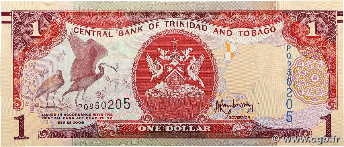 1 Dollar TRINIDAD and TOBAGO  2006 P.46A AU+