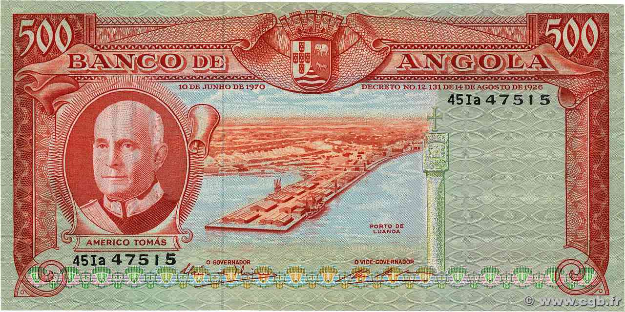 500 Escudos ANGOLA  1970 P.097 SPL+