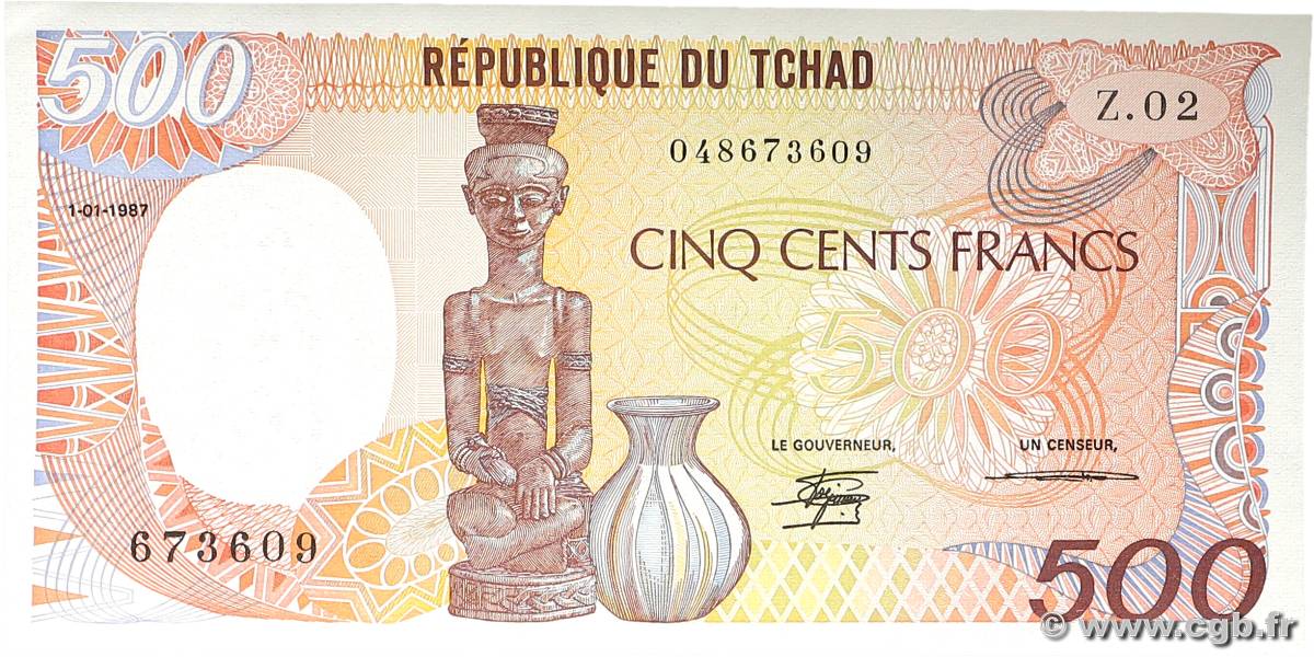 500 Francs type 1985 TSCHAD  1987 A.285c fST+